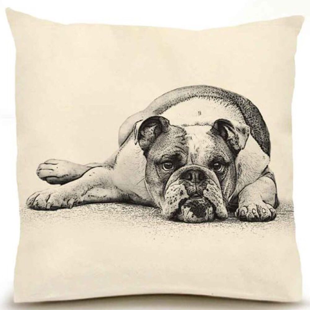 Eric & Christopher Bulldog 2 20" x 20" Throw Pillow in Natural, , large