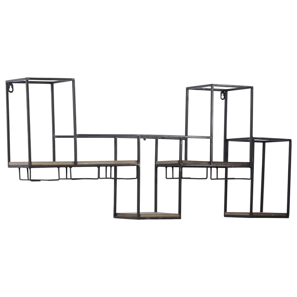 Maple and Jade 7-Bottle Display Wall Wine Rack in Matte Black and Brown, , large