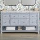 James Martin Vanities Breckenridge 60" Double Bathroom Vanity in Serenity Blue with 3 cm Carrara White Marble Top and Rectangular Sinks, , large