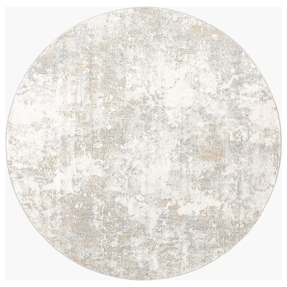 Surya Brunswick 7"10" Round Cream, Blue, Olive, Light Slate, Taupe and Seafoam Area Rug, , large