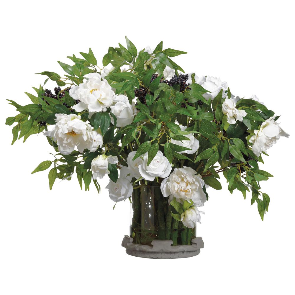 Allstate Floral and Craft Inc 27" Rose/Peony/Branches in White, , large