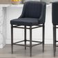 Armen Living Marvin Counter Height Stool with Night Life Blue Upholstery in Antique Pewter, , large