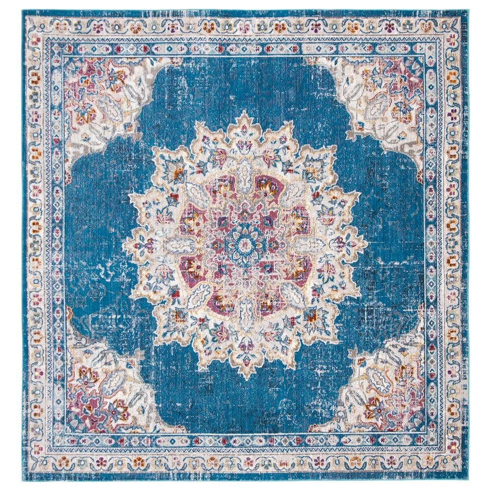 Safavieh Aria ARA103N 6"6" Round Blue and Ivory Area Rug, , large