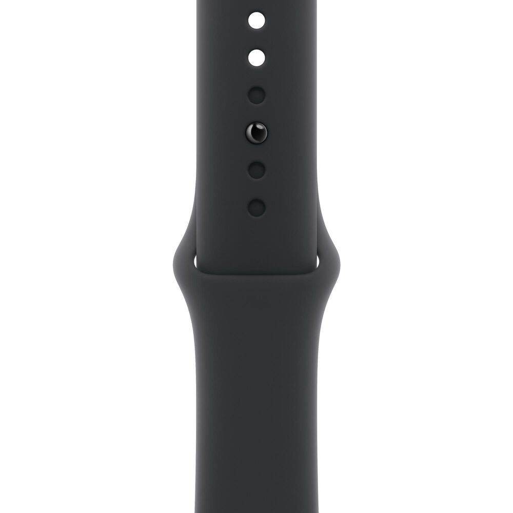 Apple Watch Series 11 (GPS) 42mm Aluminum Case with Black Sport Band - M/L in Jet Black and 2-Year AppleCare+, , large
