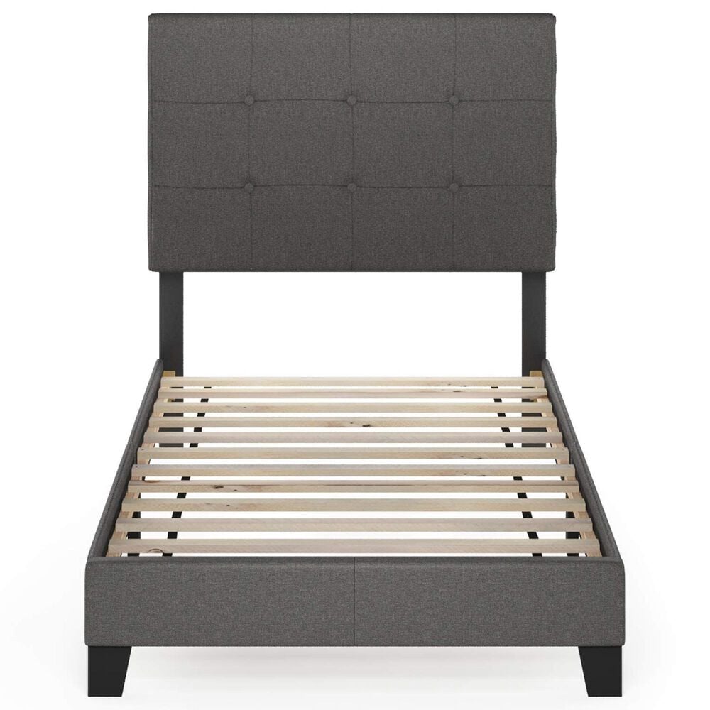 HOMLUX Laval Twin Upholstered Platform Bed Frame in Stone, , large