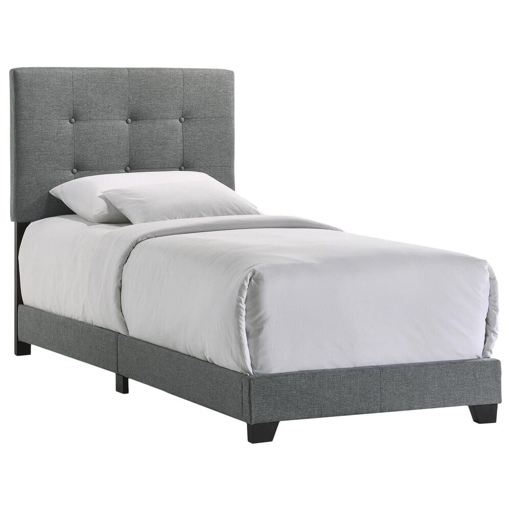 Hawthorne Furniture Addyson Upholstered Twin Panel Bed in Gunmetal, , large