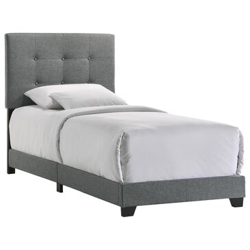 Hawthorne Furniture Addyson Upholstered Twin Panel Bed in Gunmetal, , large