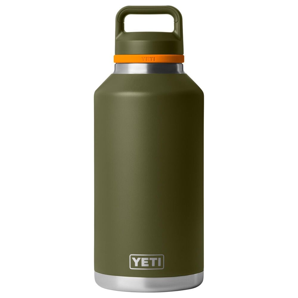 YETI Rambler 64 Oz Water Bottle with Color-Blocked Chug Cap in Olive and King Crab Orange, , large