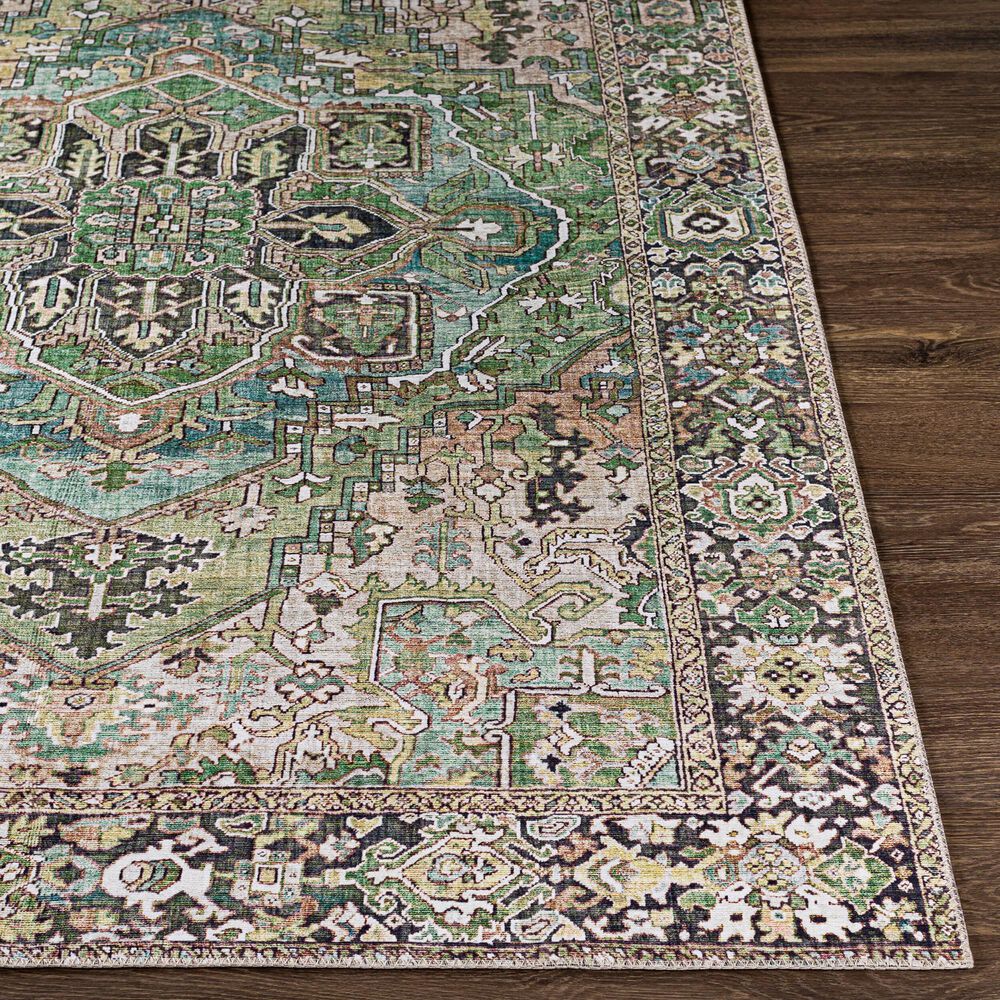 Surya Iris 7&#39;6&quot; x 9&#39;6&quot; Medium Green, Dark Blue, Charcoal, Light Olive, Sage, Light Beige and Cream Area Rug, , large