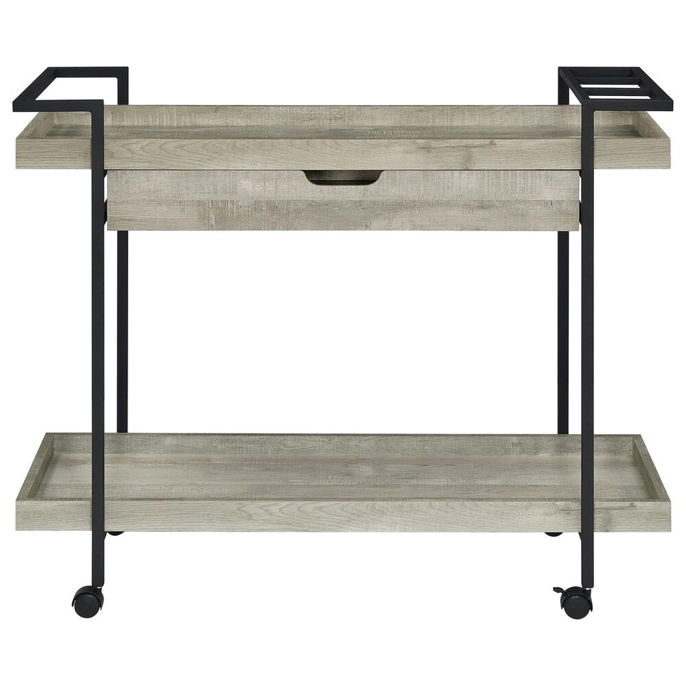Pacific Landing Ventura Storage Bar Cart in Grey Driftwood and Black, , large