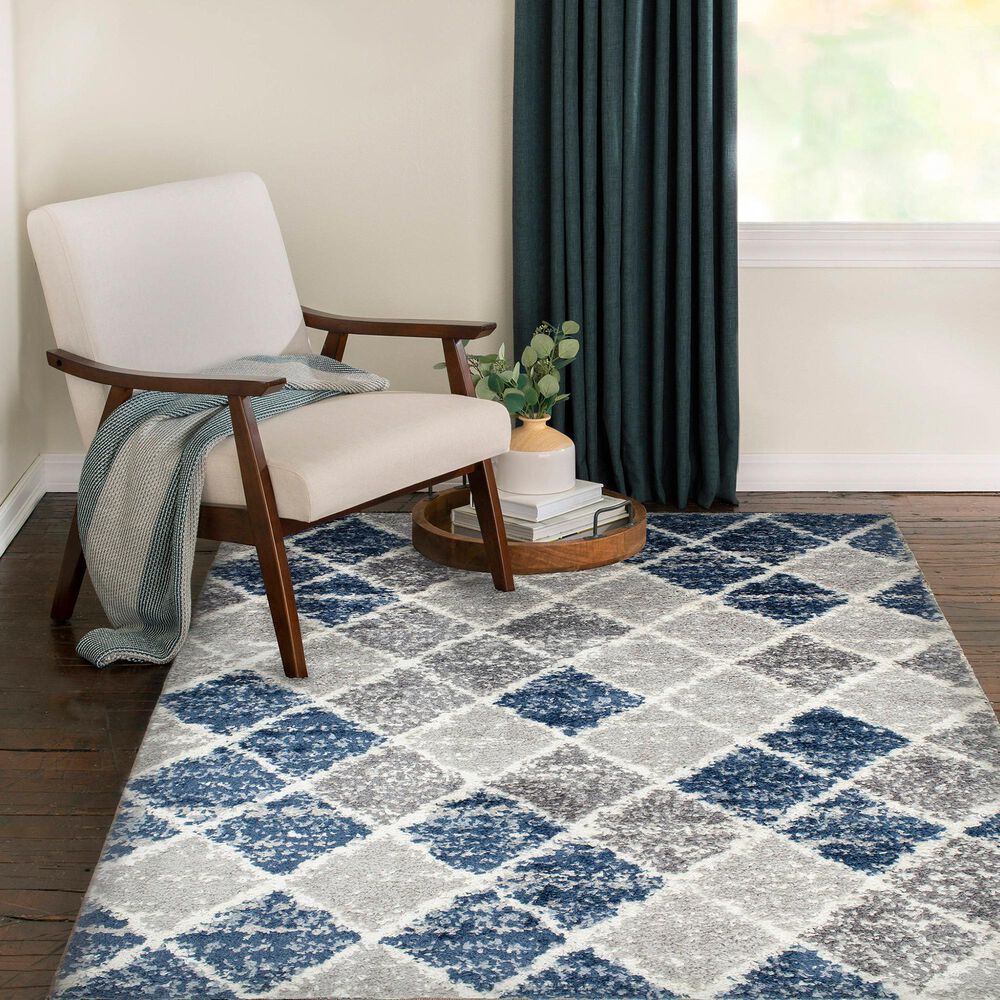 Central Oriental Castle Jax 5&#39; x 7&#39;3&quot; Blue and Multicolor Area Rug, , large