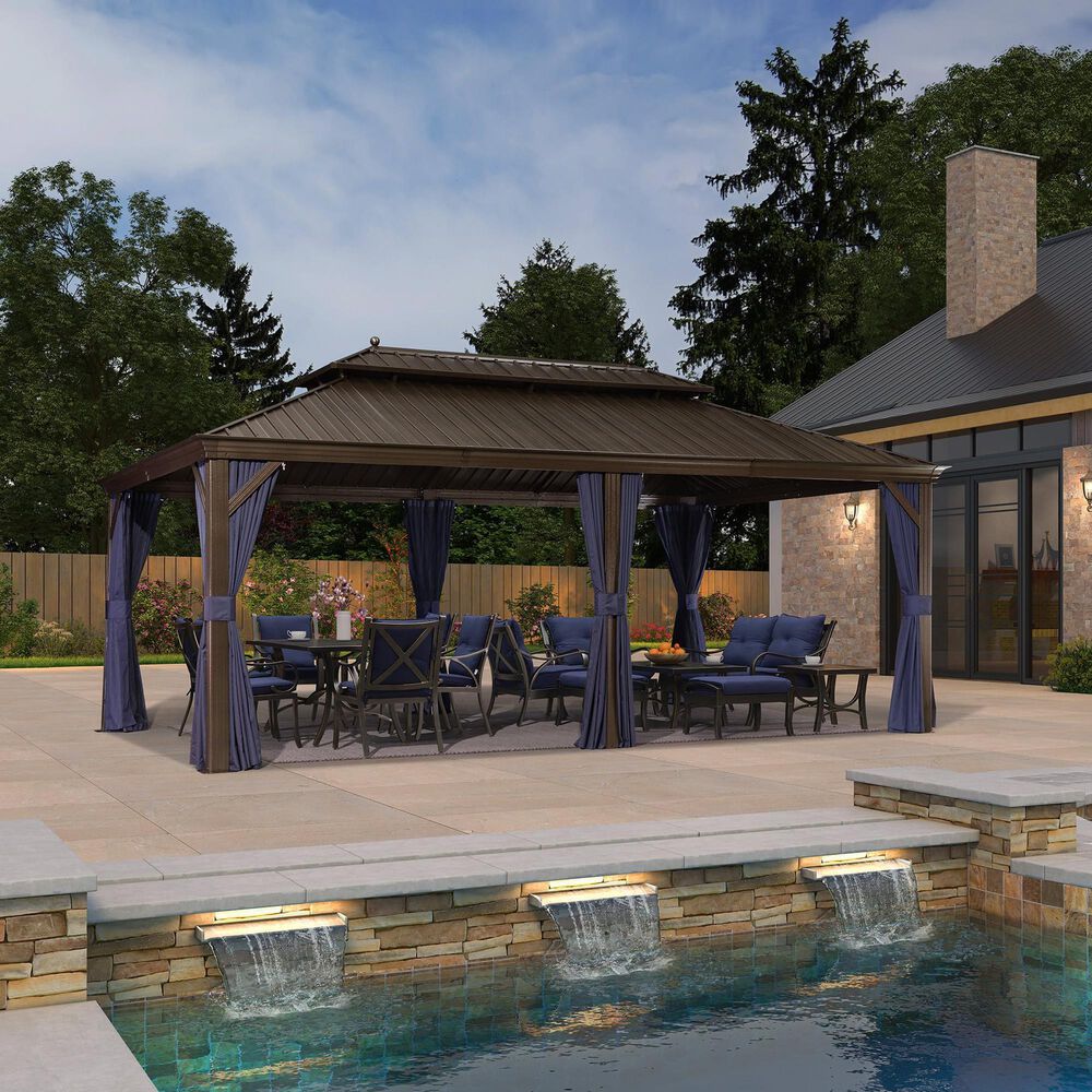 HOMLUX 12' x 20' Hardtop gazebo with double roof in Bronze, , large