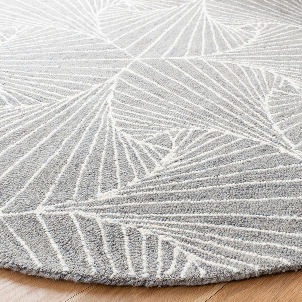 Safavieh Micro-Loop Geometric 5&#39; Round Grey and Ivory Area Rug, , large