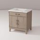 Lexora Home Laurel 30" Single Bathroom Vanity in Grey Oak with White Carrara Marble Top and Rectangular Sink, , large