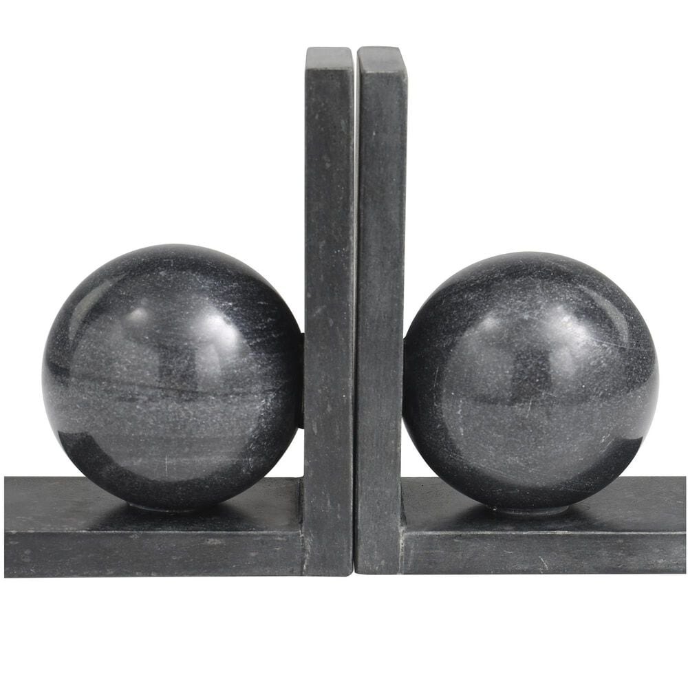 Maple and Jade Sleek Orb Decorative Bookend in Polished Black and Gray (Set of 2), , large