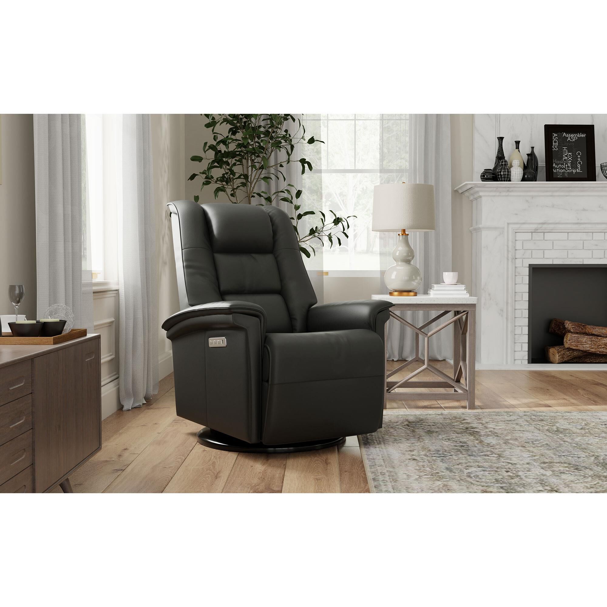 Fjords Paris Small Power Swivel Recliner in Black