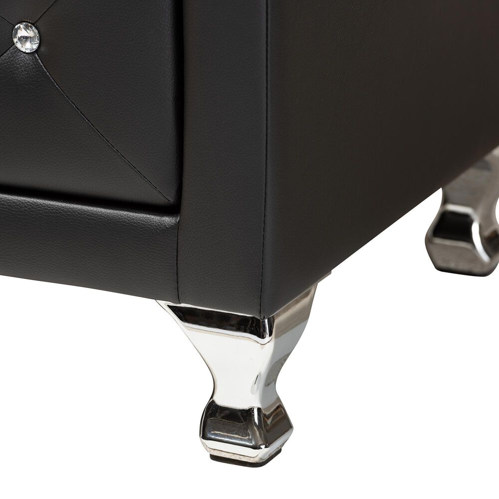 Baxton Studio Luminescence 6-Drawer Dresser with Black Upholstered in Chrome, , large