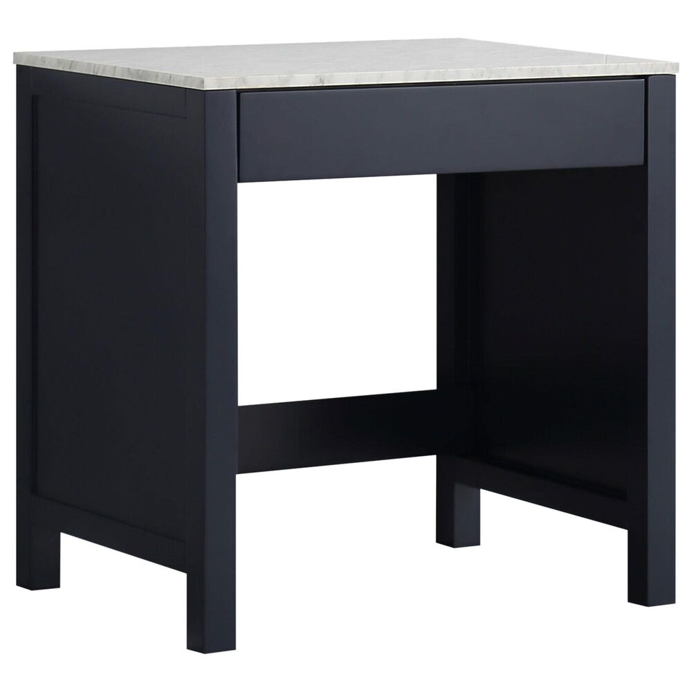 Lexora Home Jacques 30" Makeup Table in Navy Blue and White Carrara Marble Top, , large