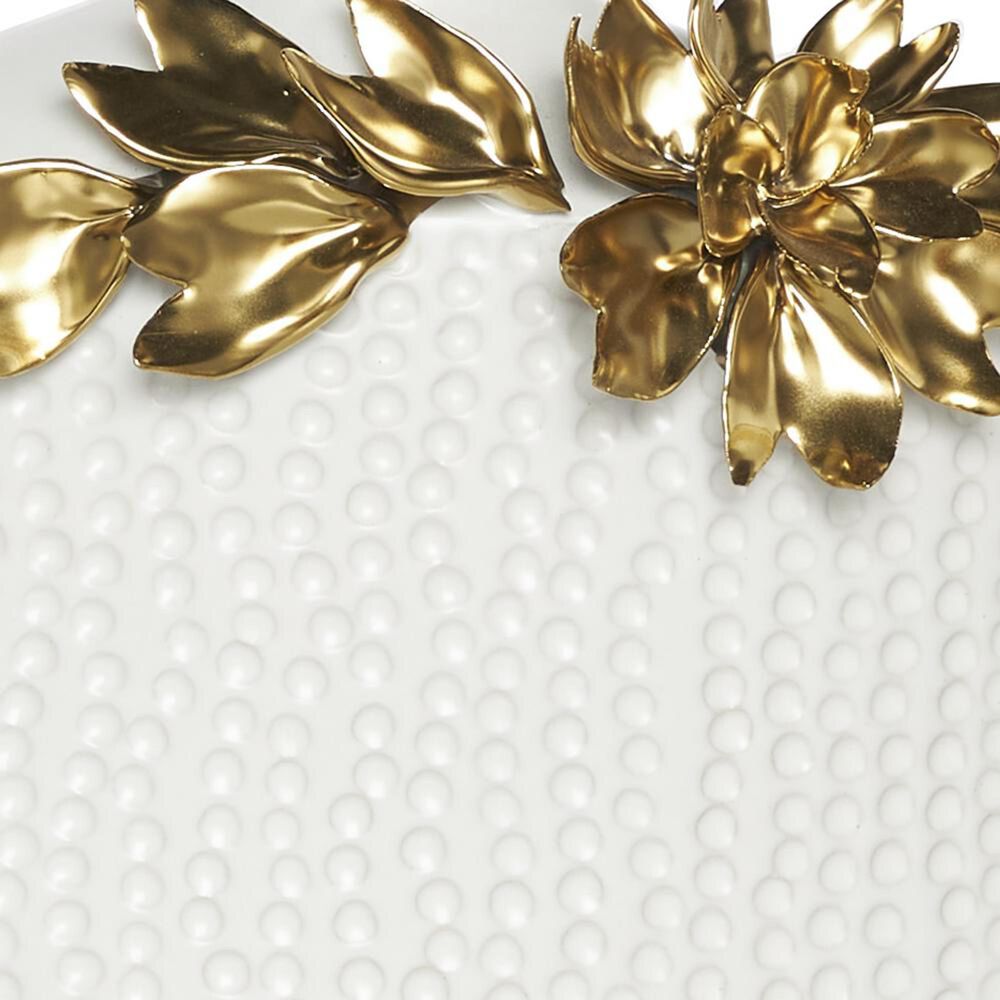 Maple and Jade 2-Piece Leaf Decorative Vase Set in Polished White and Gold, , large