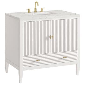 James Martin Vanities Myrrin 36" Vanity in Bright White with 3 CM Ethereal Noctis Quartz Top, , large