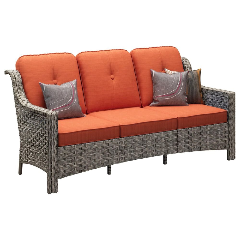 HOMLUX 5-Piece Patio Conversation Set with Two Ottomans in Orange Red, , large