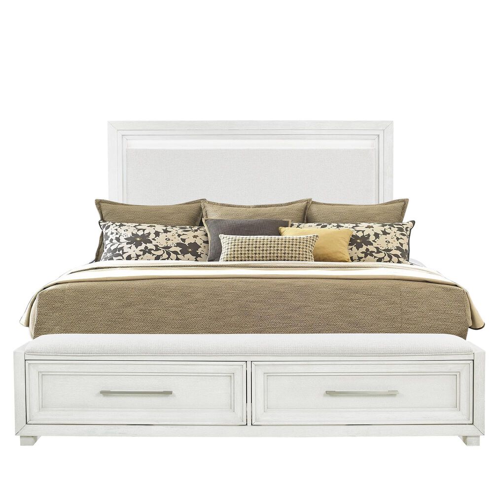Sasha Lee King Storage Bed in Brushed White, , large
