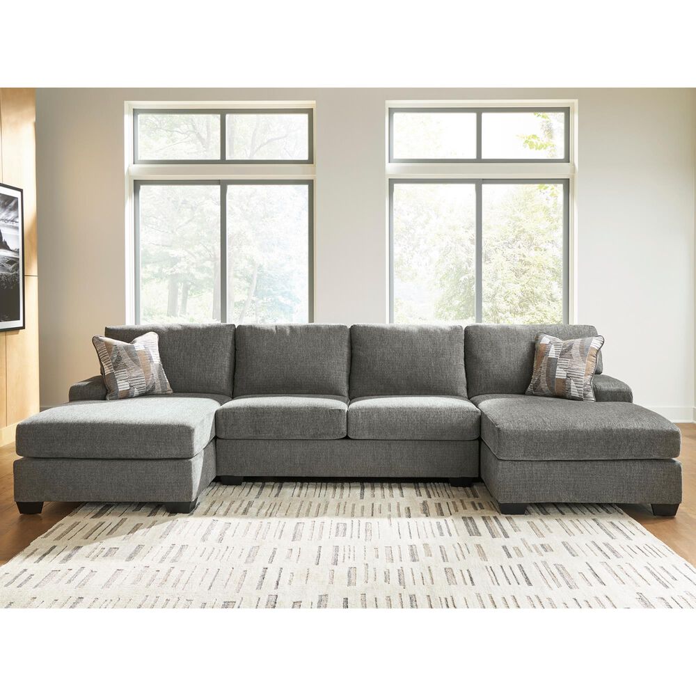 Ashley Clarington 3-Piece Sleeper Symmetrical Sectional with Double Chaise in Greystone, , large