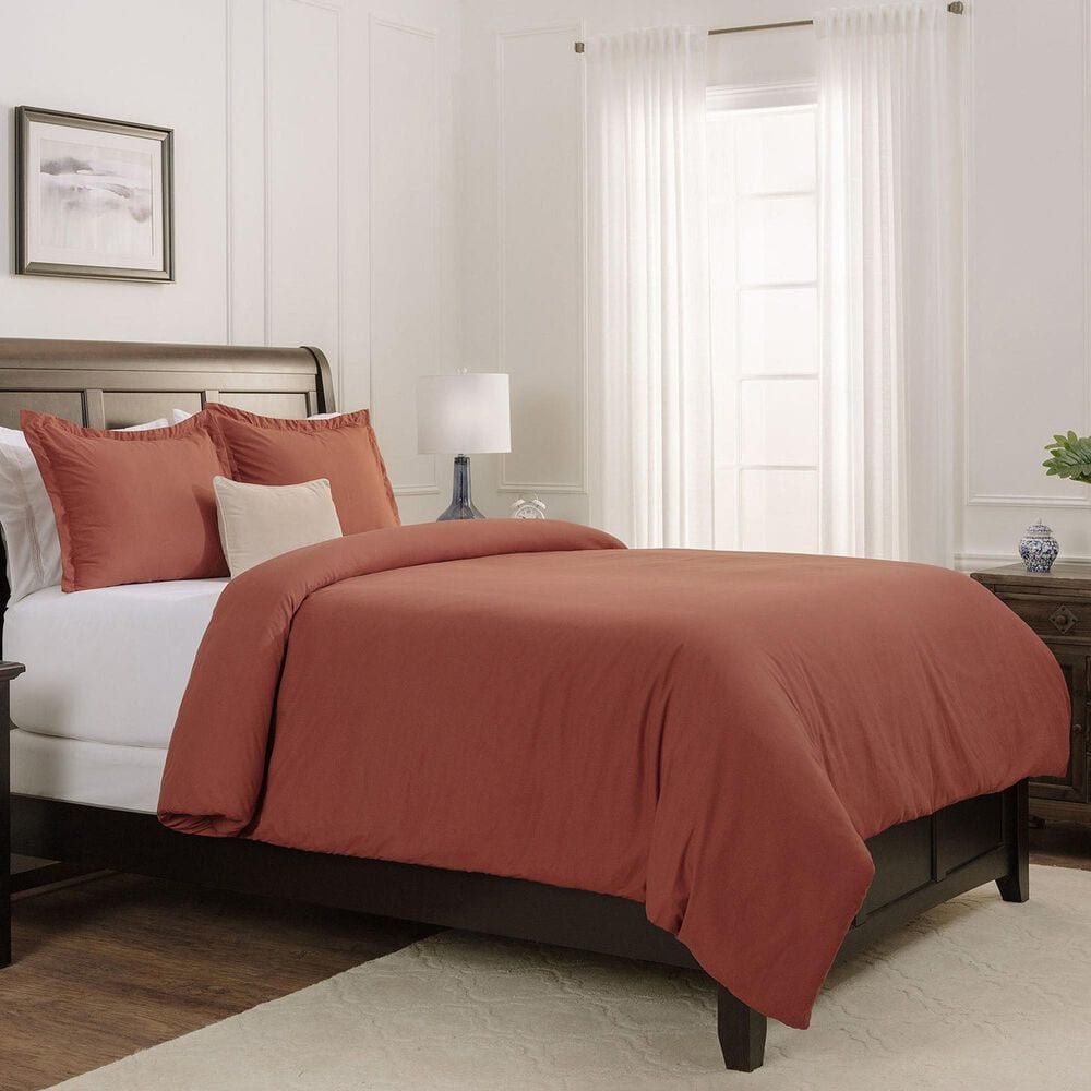 Chanasaya Home 3-Piece Queen Duvet Cover Set in Rust, , large