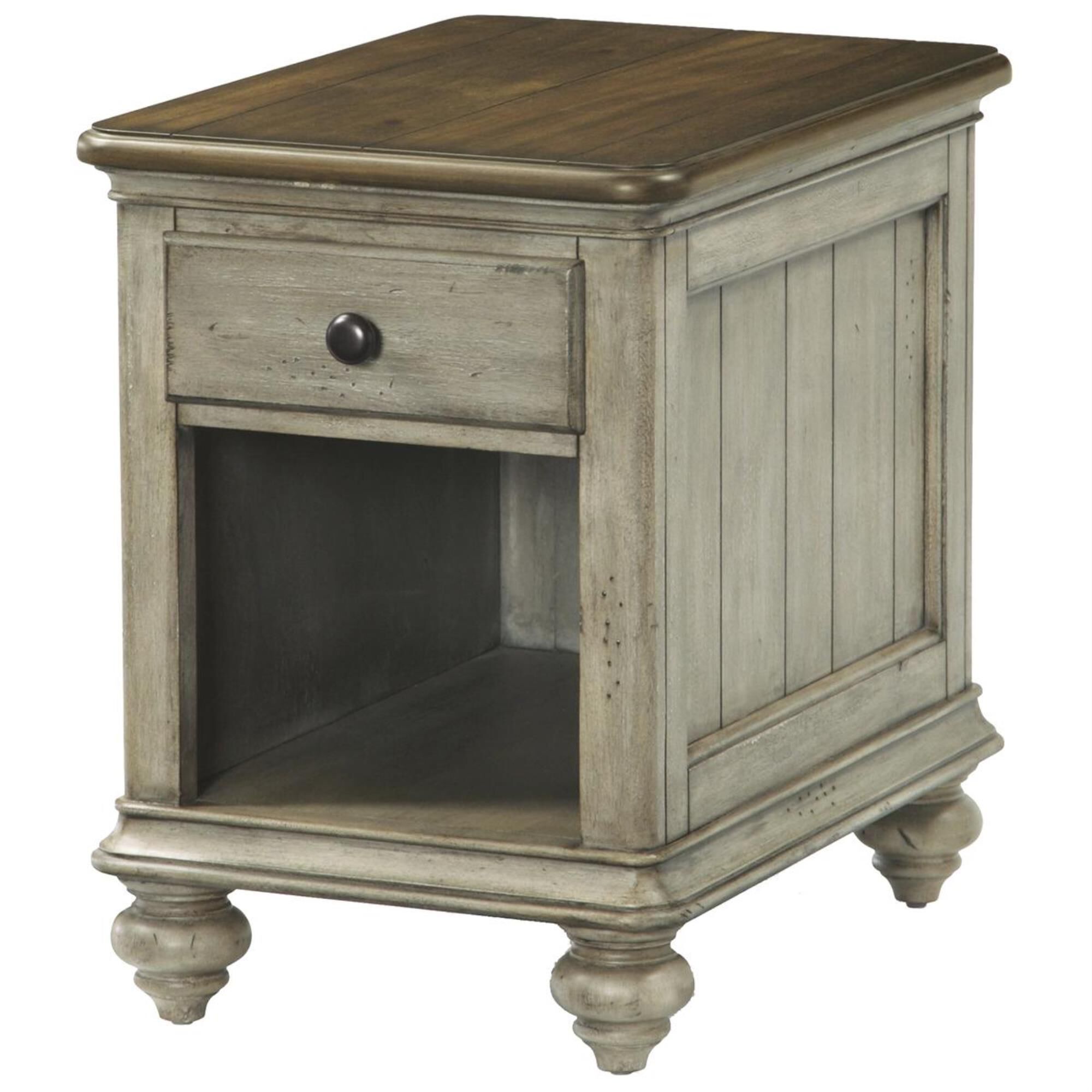 Flexsteel Plymouth Chairside Table in Whitewash Nebraska