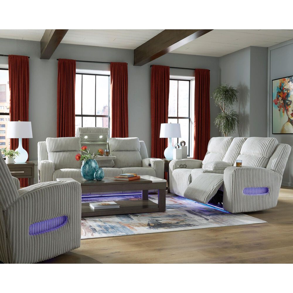 Ashley Forest Lake Power Reclining Sofa with Adjustable Headrest in Alloy Velvet, , large