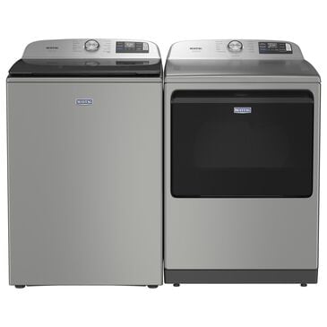 Maytag 5.3 Cu. Ft. Smart Pet Pro Top Load Impeller Washer and 7.4 Cu. Ft. Electric Smart Top Load Dryer Laundry Pair in Classic Silver, , large