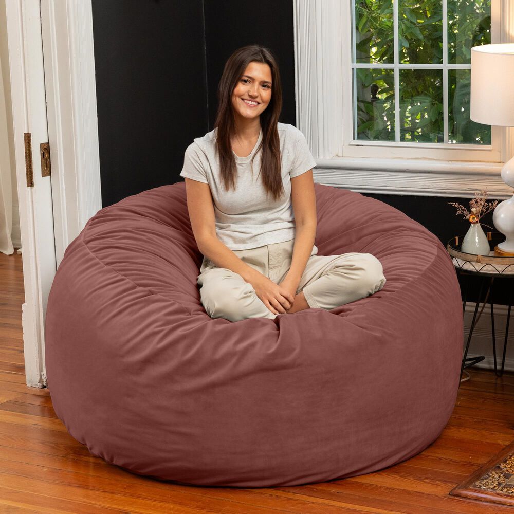 Jaxx Saxx 5&#39; Large Round Bean Bag Chair in Mauve, , large