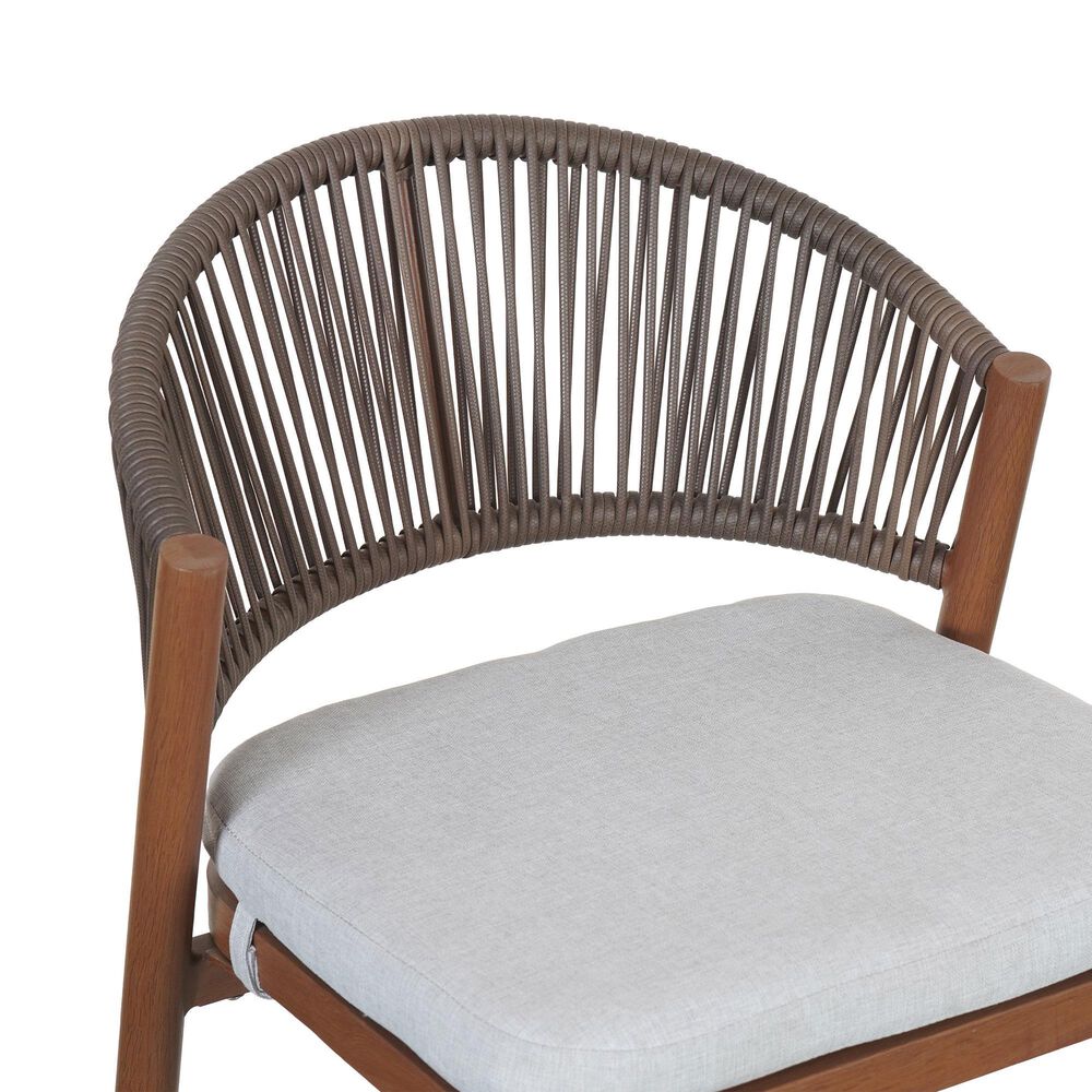 Hearth and Haven 26" Outdoor Counter Stool with Teak Frame in Light Gray (Set of 2), , large