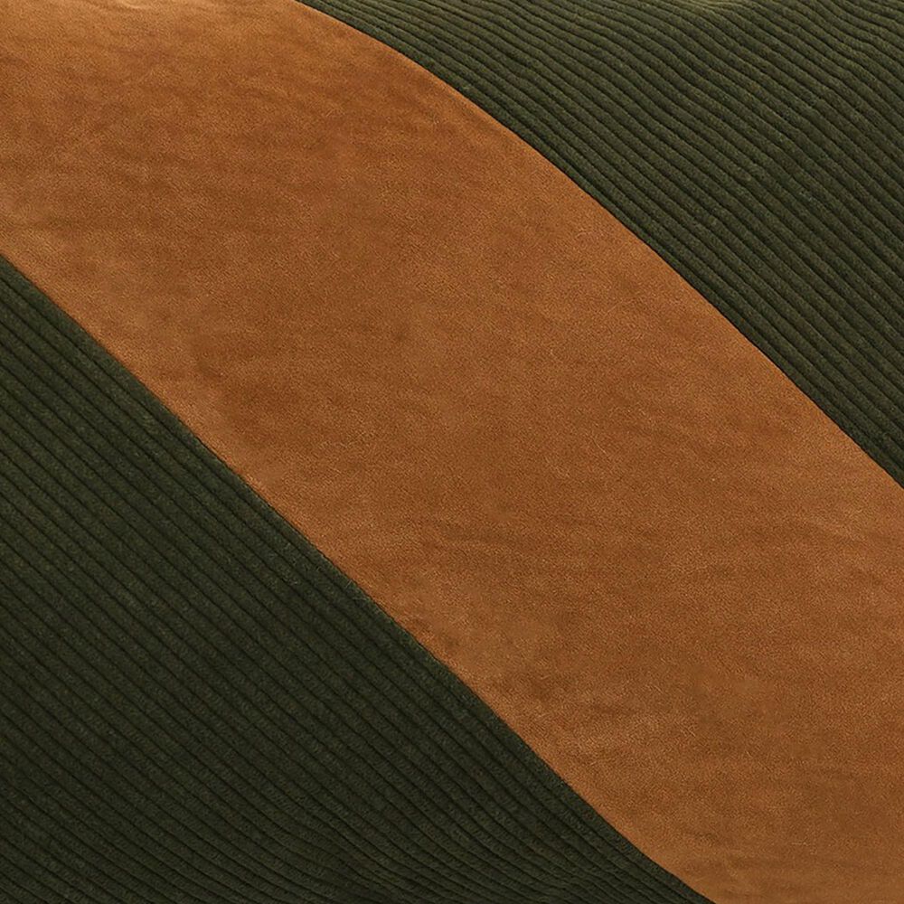 14&quot; x 20&quot; Lumbar Pillow with Ribbon Band in Green and Tan, , large