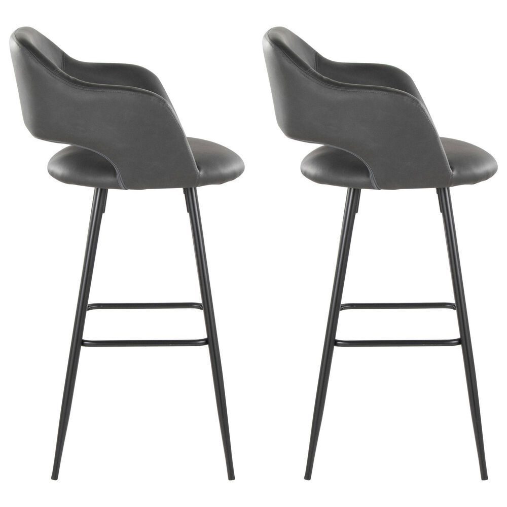 Lumisource Margarite Barstool with Grey Cushion in Black &#40;Set of 2&#41;, , large