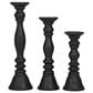 Maple and Jade 12", 15", 18" Turned Style Pillar Decorative Candle Holder in Black (Set of 3), , large
