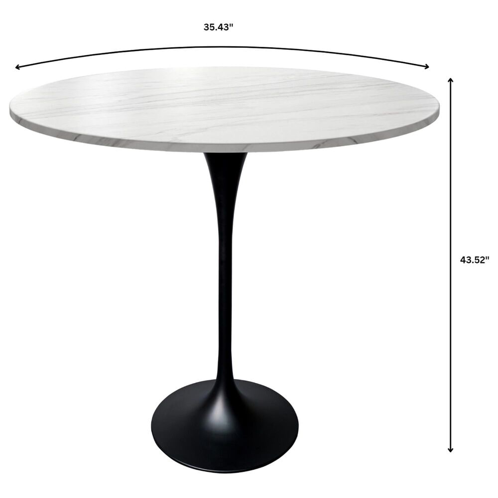 Leisuremod LeisureMod Verve Collection Modern Bar Height Table Black Base with 36 Round Cognac Brown MDF Top, , large