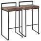 LumiSource Fuji 34" Stacker Bar Stool with Brown Cowboy Upholstery in Black (Set of 2), , large