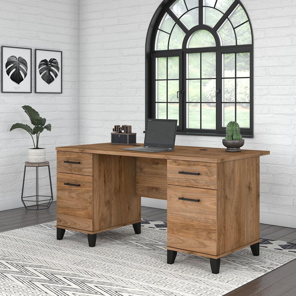 Bush Somerset 60" Office Desk in Fresh Walnut NFM