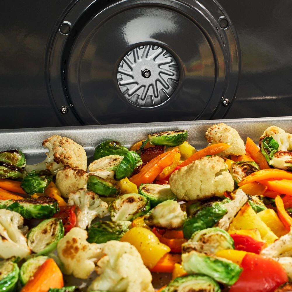 Whirlpool 2-Piece Kitchen Package with Black Stainless 6.4 Cu. Ft. Induction Range and Fingerprint Resistant Stainless Steel 1.1 Cu. Ft. Flush Mount Microwave, , large