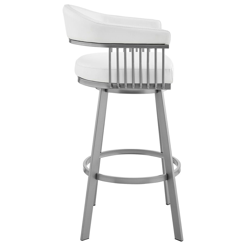 Blue River Bronson 26&quot; Swivel Counter Stool in White/Silver, , large