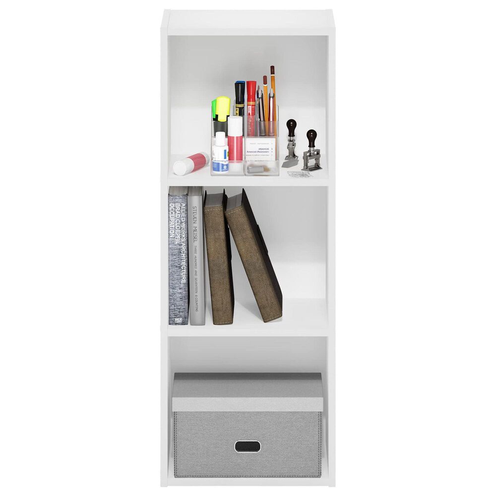 HOMLUX 3-Tier Open Shelf Bookcase in White, , large