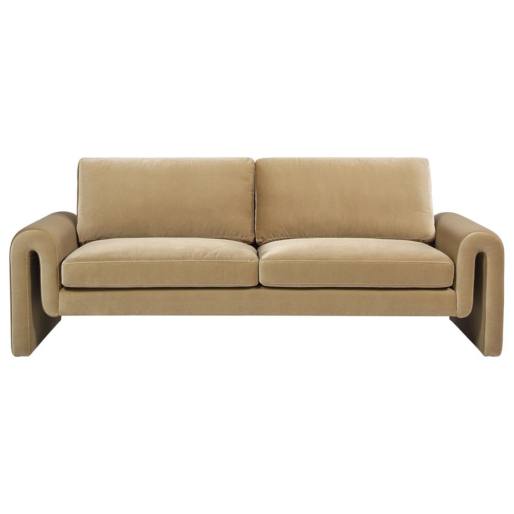 Jennifer Taylor Home Mason Stationary Sofa in Camel Brown Beige Velvet, , large
