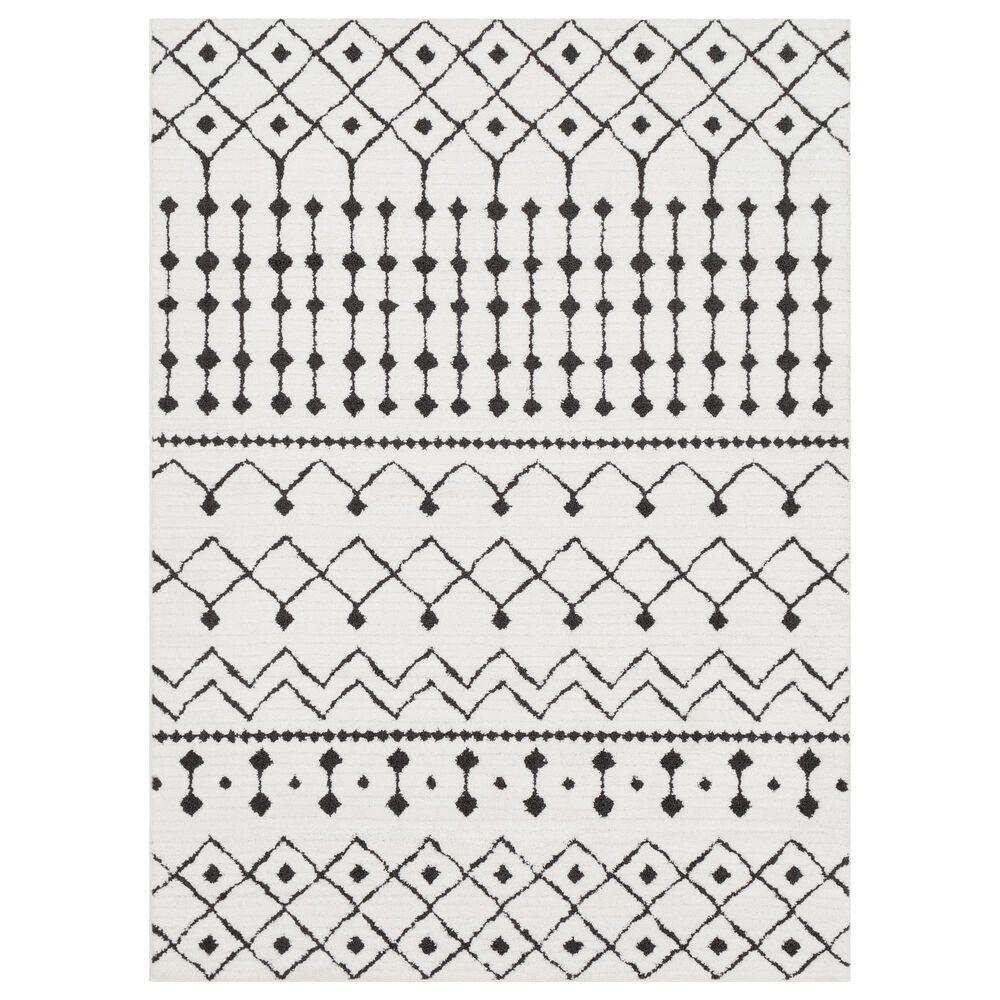 Surya Moroccan Shag 5"3" x 7"3" Black and White Area Rug, , large