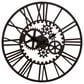 Maple and Jade Gear Decorative Wall Clock in Matte Black, , large