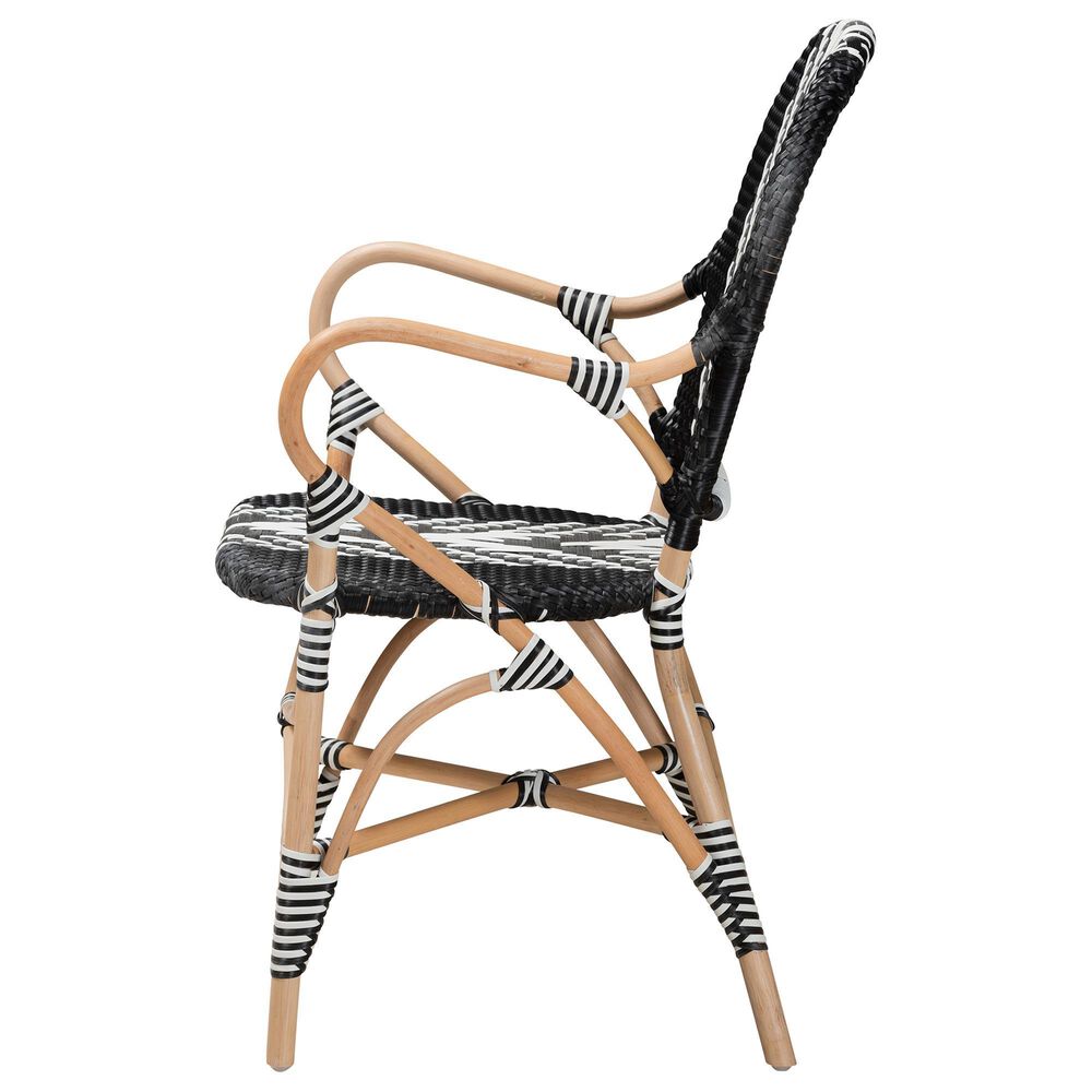 Baxton Studio Wallis Arm Chair in Black, White and Natural, , large