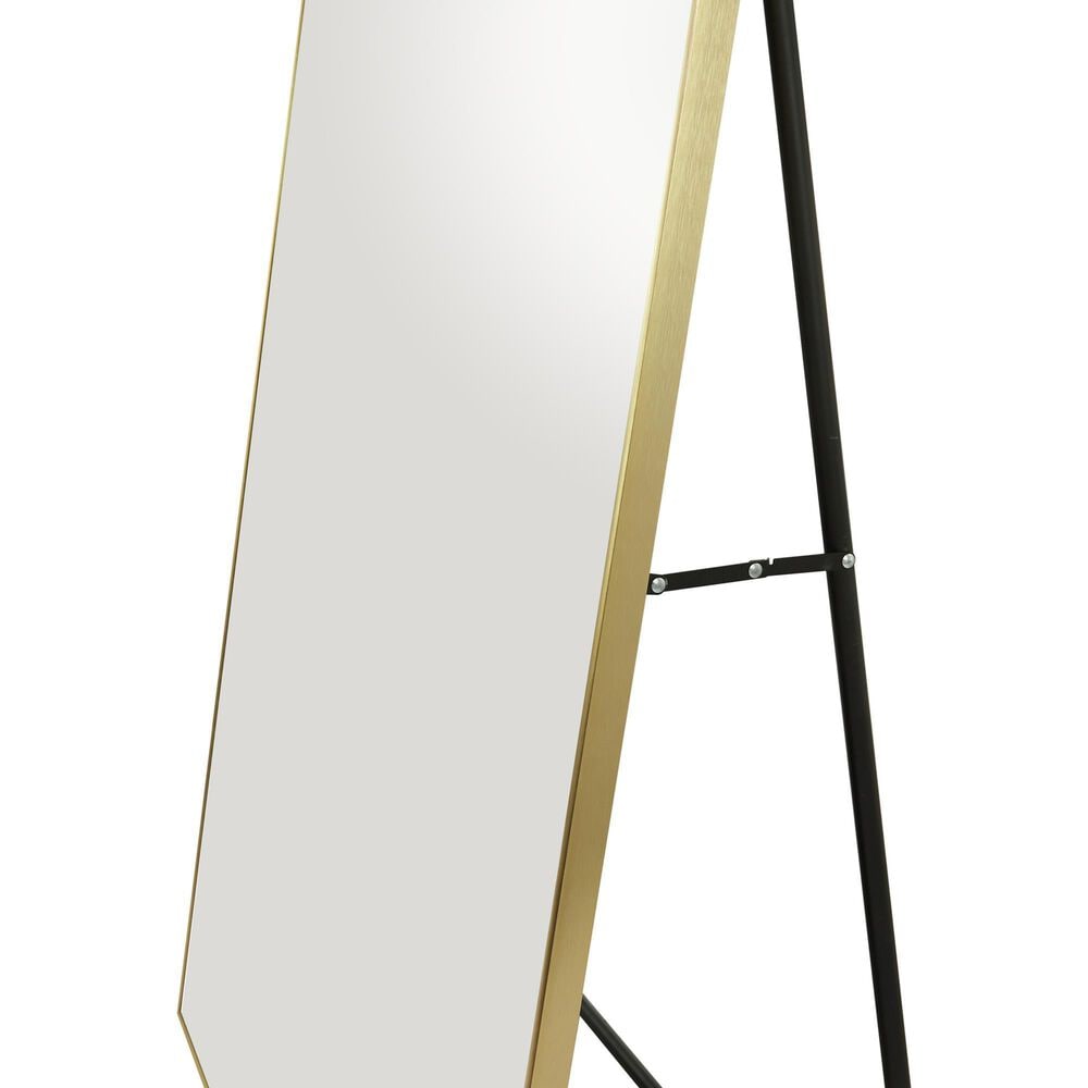 Maple and Jade Floor Mirror with Stand in Gold, , large