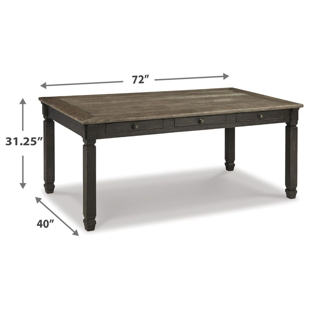 Ashley Tyler Creek 3-Drawer Dining Table in Antique Black and Weathered Oak - Table Only, , large