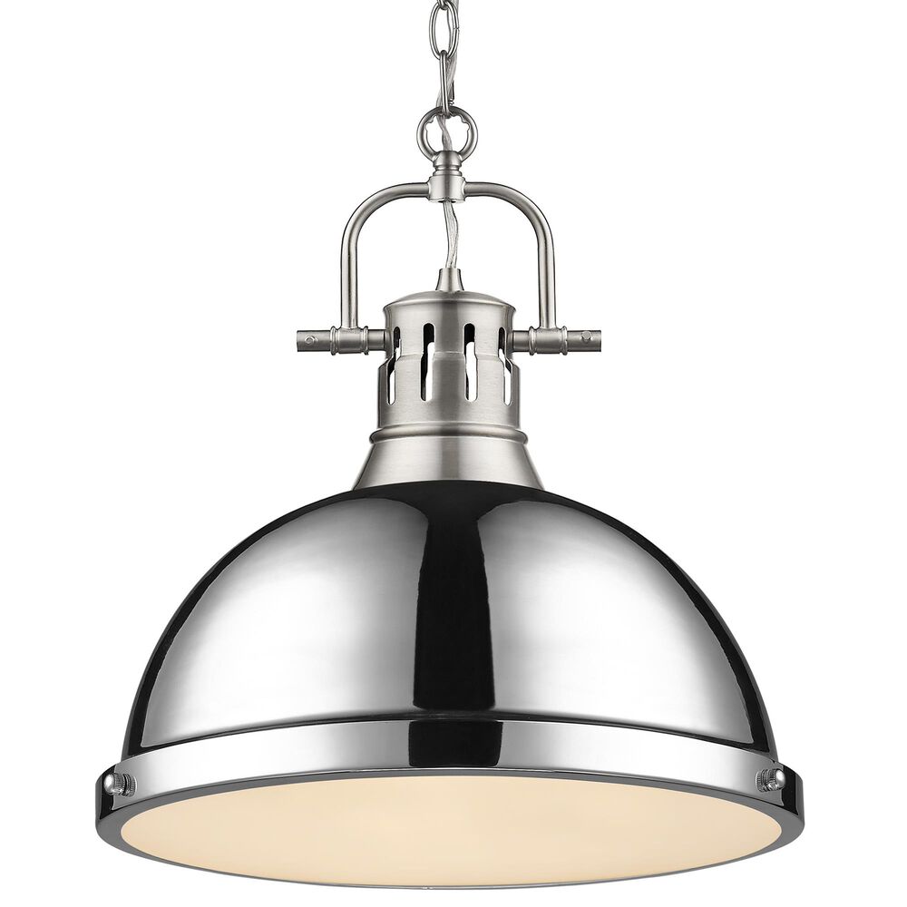 Golden Lighting Duncan Large Pendant in Chrome with Chain in Pewter, , large