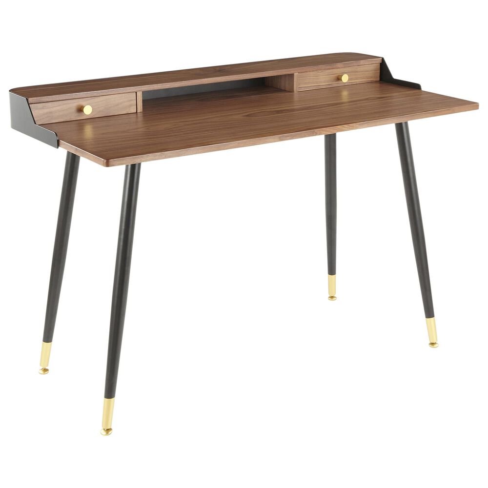 Lumisource Harvey Desk in Walnut/Black/Gold, , large